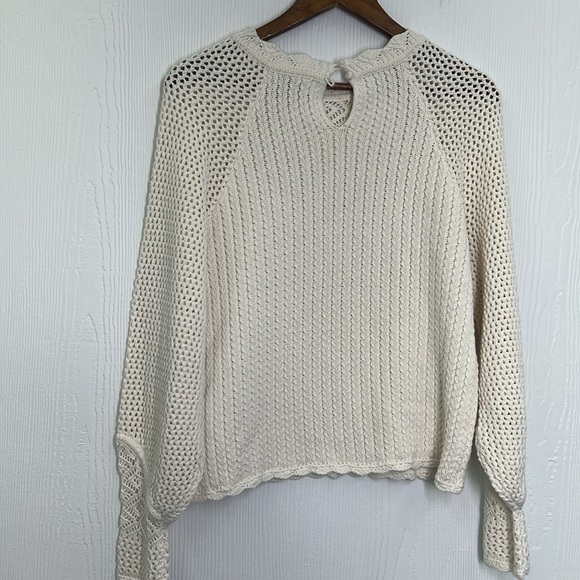 Sam Edelman - NWT Aura Ivory Crochet Long Sleeve Scalloped Sweater Size Small - Picture 11 of 11